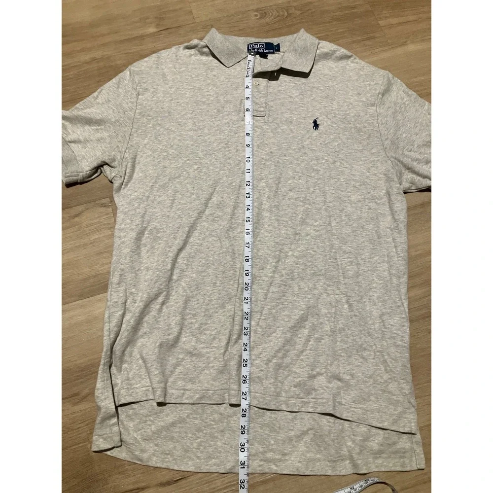 Polo Ralph Lauren Mens Large Grey Short Sleeve 100% Cotton Pony Logo Polo Shirt